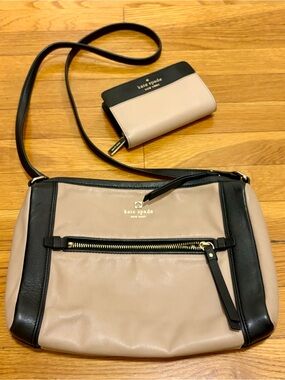 kate spade Two-Tone Beige and Black Crossbody with Matching Wallet